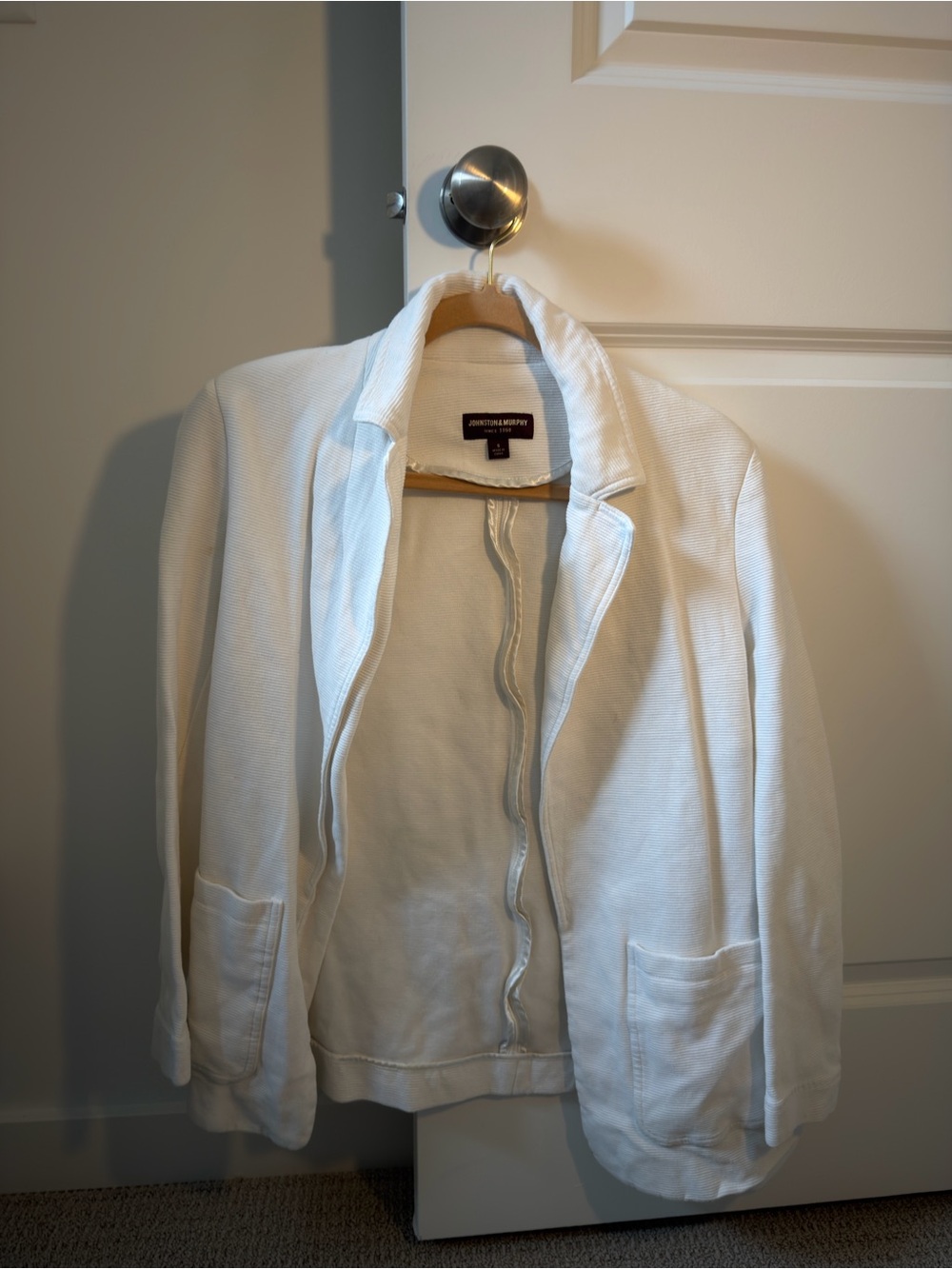 Johnston & Murphy White Open-Front Blazer